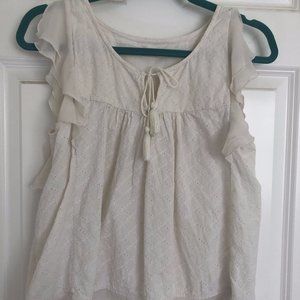 Ruffled White Eyelet Babydoll Top